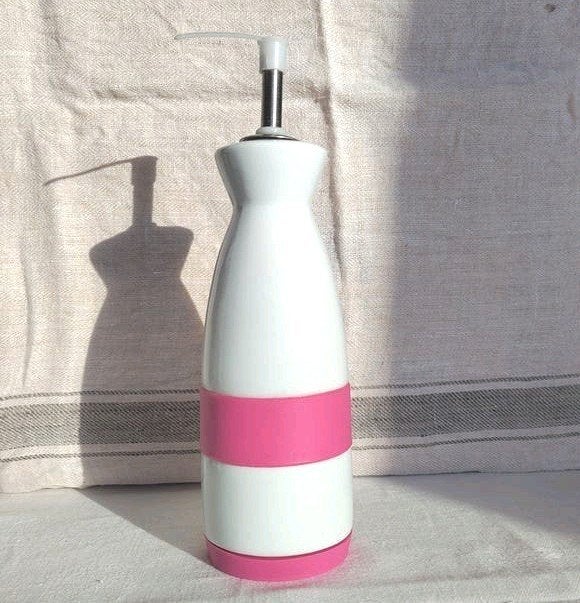 Bouteille pour savon liquide blanc et rose fuchsia, Autres marques, Enlèvement ou Envoi, Rose, Utilisé