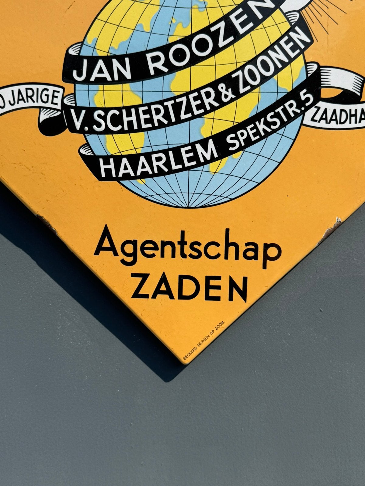 Jan Roozen emaille reclamebord, Ophalen of Verzenden, Gebruikt, Reclamebord
