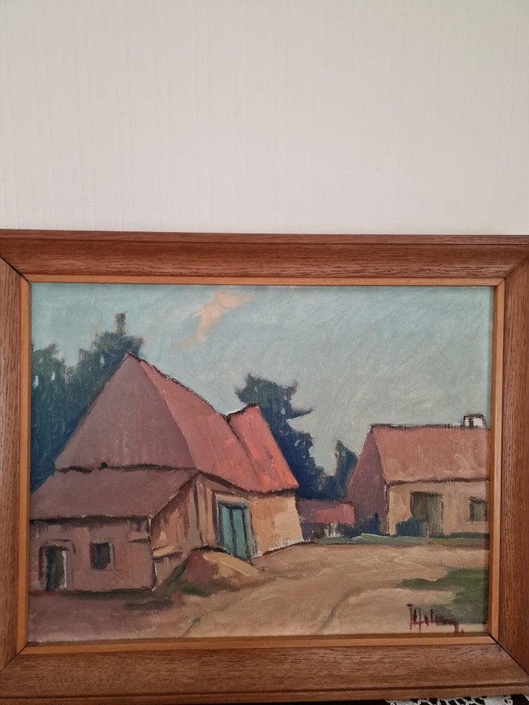 Origineel Olieverfschilderij–Landelijke Hoeve - Jef Holemans, Ophalen, Doek, Gesigneerd, Olieverf