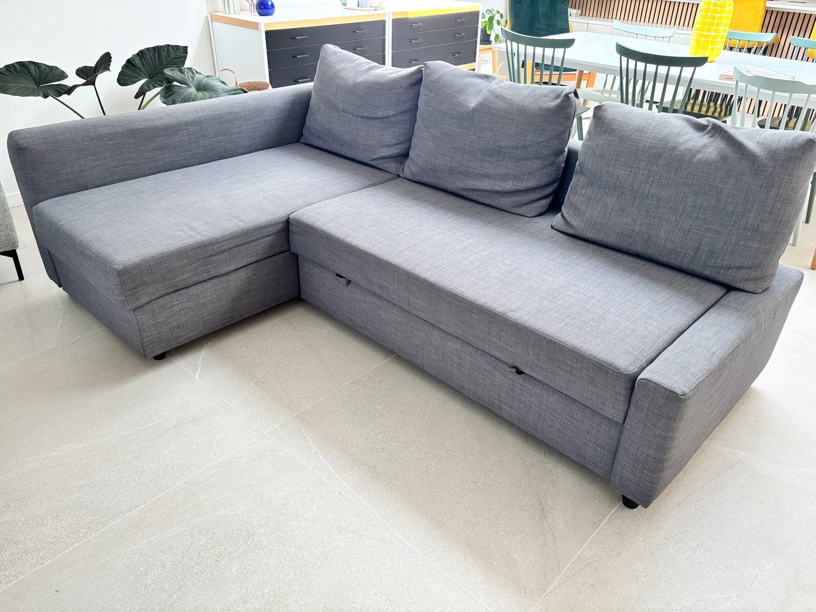 Zetel/slaapbank Friheten Ikea, Gris, Comme neuf, Enlèvement, 200 cm