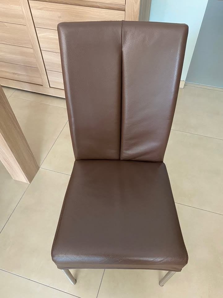 Chaises de salle à manger - cuir 6 pièces à vendre, Comme neuf, Brun, Enlèvement, Cinq, Six Chaises ou plus