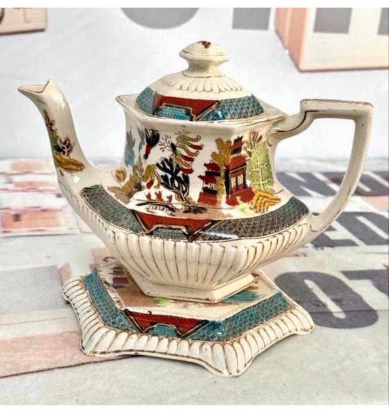 Antiek 1900 Gater Hall & Co Theepot porselein thee-pot set, Ophalen of Verzenden