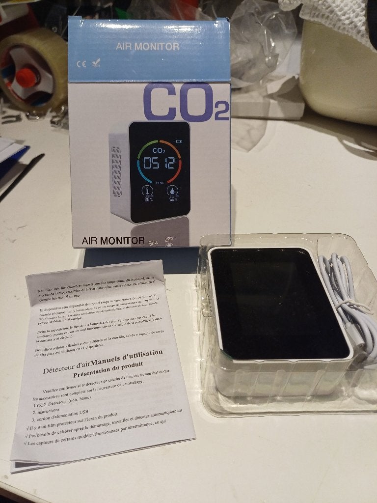 Nieuwe monitor CO2-gasdetector, Ophalen, Nieuw, Detector, Sensor of Melder, Draadloos