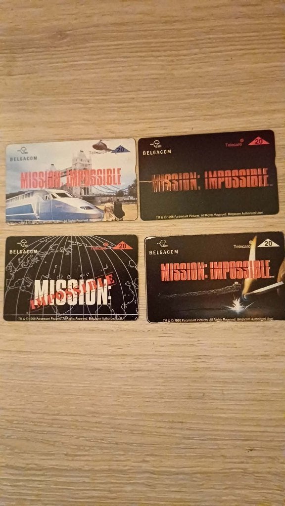 Lot 4 Télécartes Belgacom  Collection Mission Impossible1996, Collections, Cartes de téléphone, Envoi
