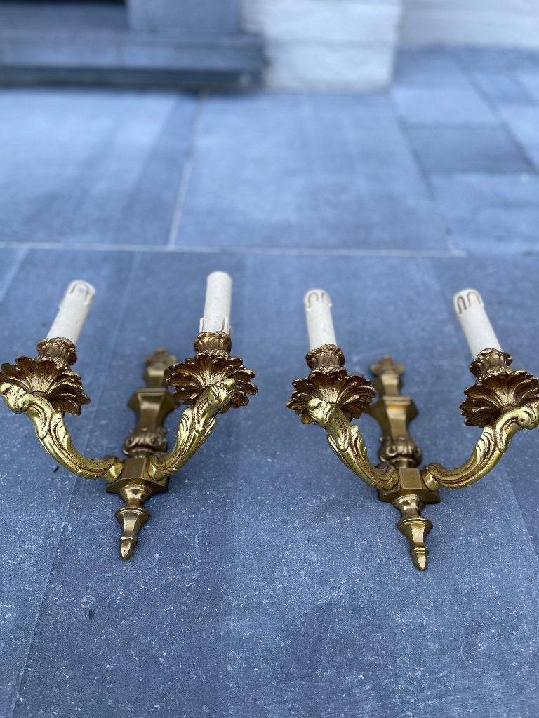 2 antieke wand lamp in brons, Ophalen