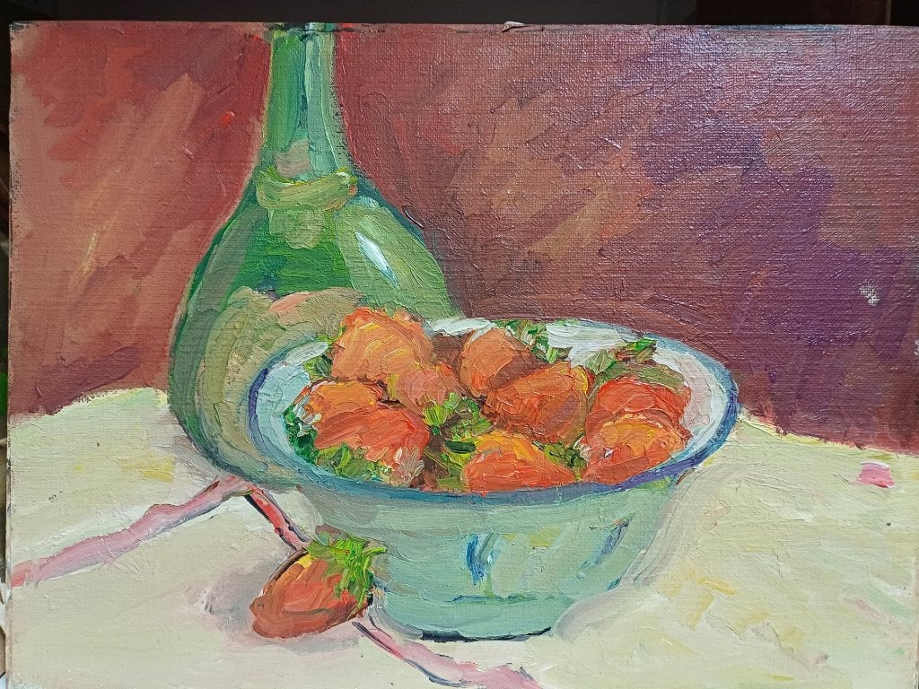 Stillevens M. VAN DEN BEMPT  30x40, Doek, Stilleven, Impressionistisch, Ophalen of Verzenden