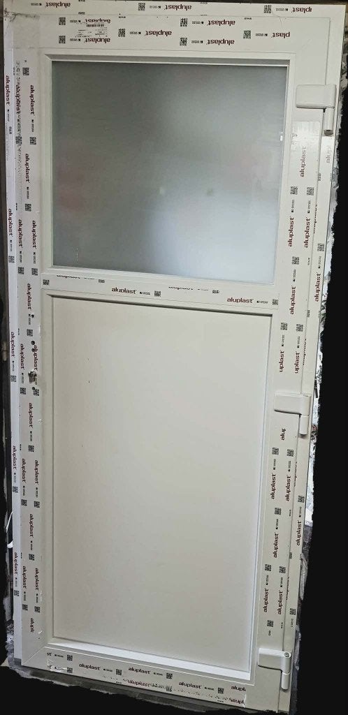 Porte de service blanche neuve en PVC, Bricolage & Construction, Neuf, 75 à 150 cm, Enlèvement, Vitre comprise