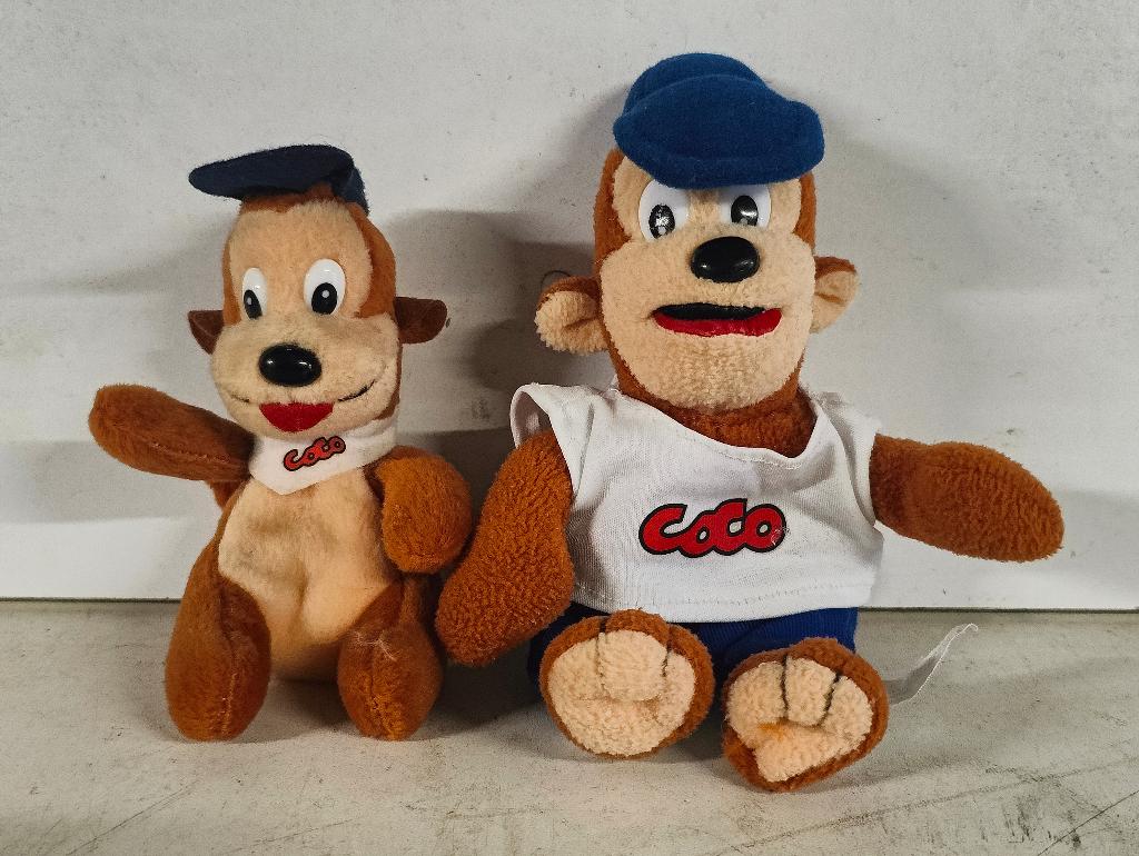 Lot van 2 vintage knuffel Coco het aapje - Kellogg's, Ophalen of Verzenden, Zo goed als nieuw
