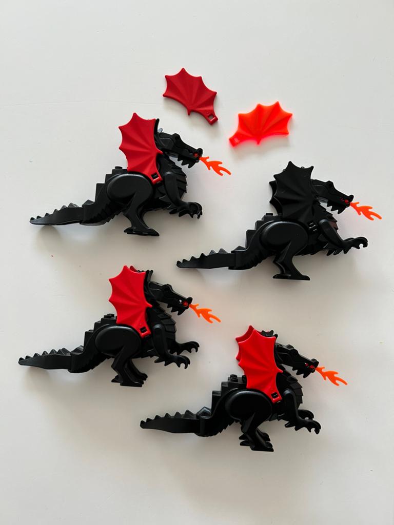 Lego draak zwart (4x), Verzenden, Lego, Zo goed als nieuw, Minifiguur