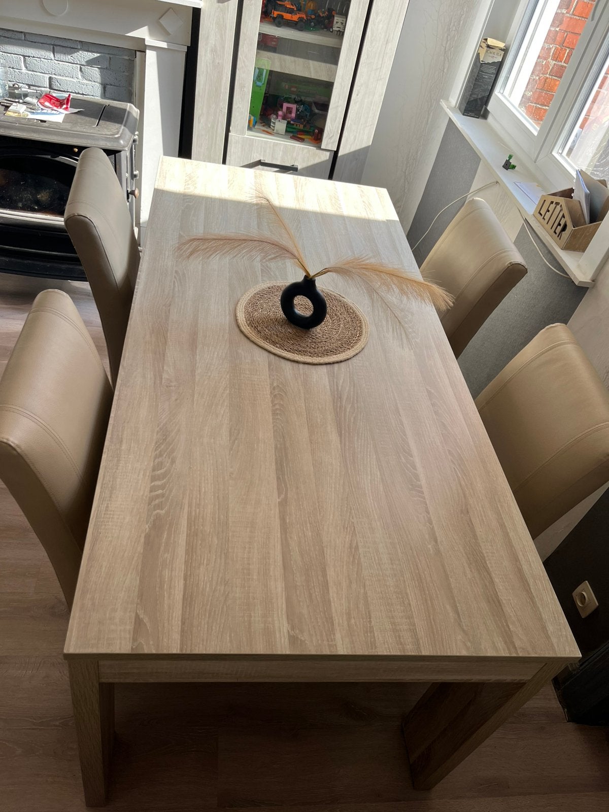 Rechthoekige houten tafel van 190 cm lang, Huis en Inrichting, Tafels | Salontafels, Ophalen, Zo goed als nieuw, Rechthoekig