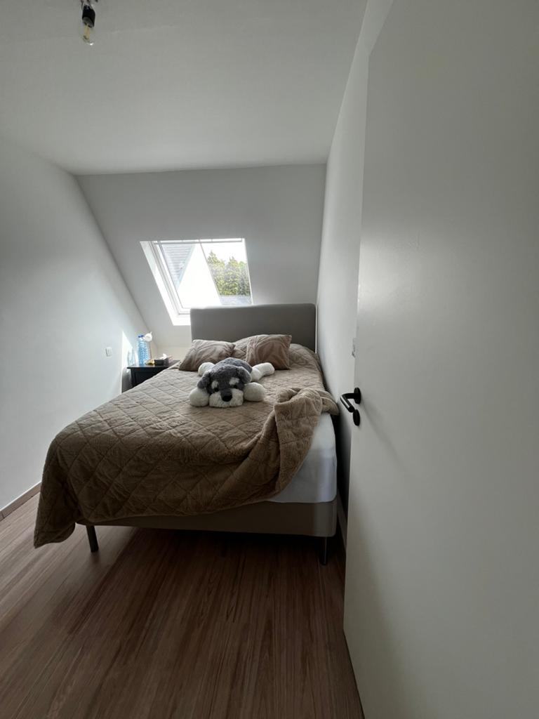 lit avec matelas et linge de lit, Gris, Enlèvement, Utilisé, Bois