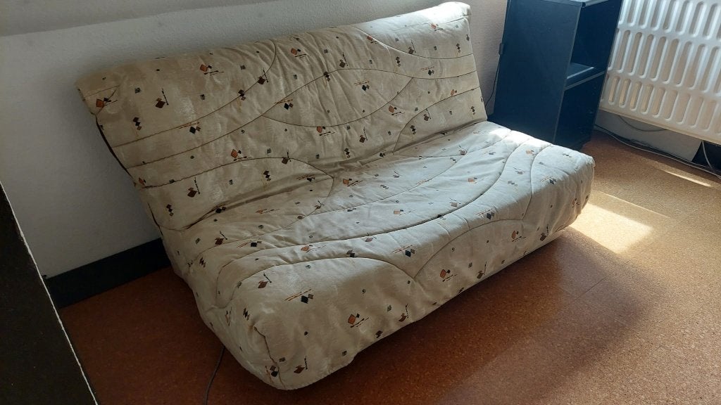 Lit d’appoint 1m40, Tissu, Beige, Enlèvement, Utilisé