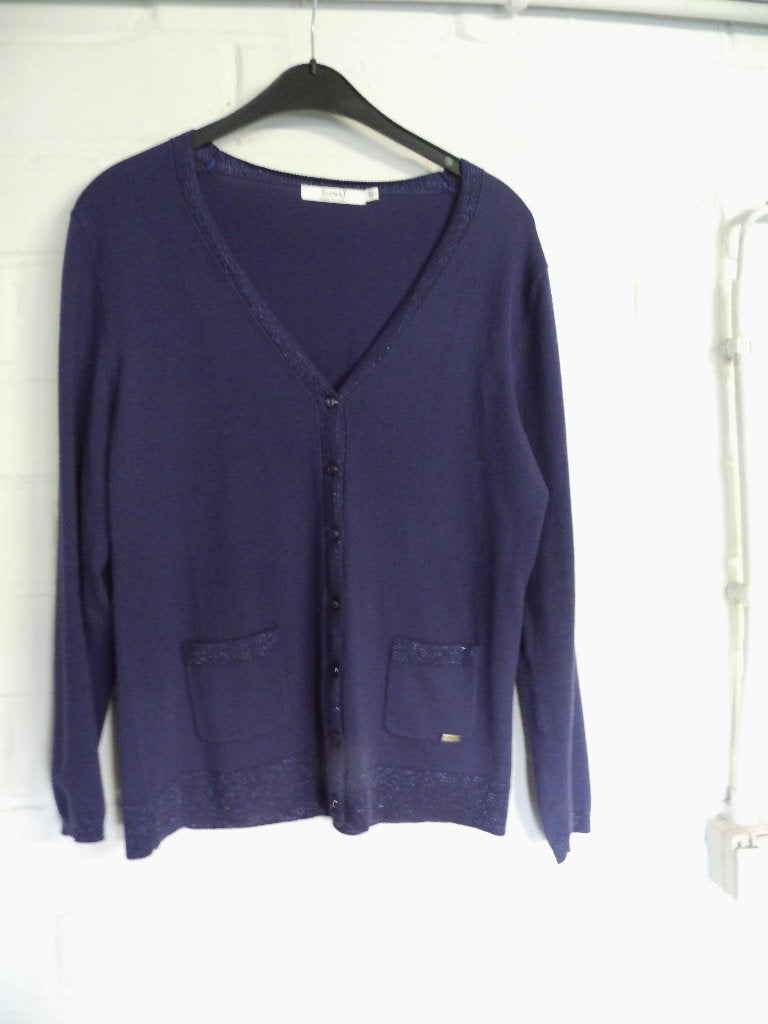 Donkerpaarse cardigan, merk : Luna's, maat 44, Paars, Maat 42/44 (L), Ophalen of Verzenden, Zo goed als nieuw