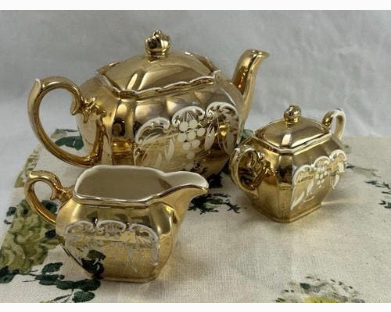 Sadler Gold Lustre 3 delige thee-set 1950 Zeldzaam + theepot, Ophalen of Verzenden