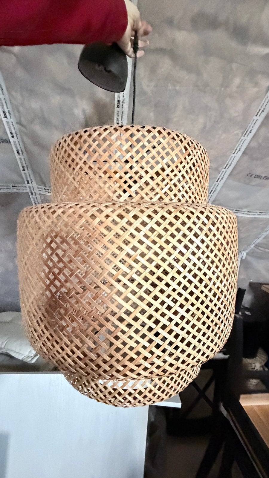 IKEA SINNERLIG hanglamp – bamboe, Ophalen, Zo goed als nieuw, Zwart, Hanglamp