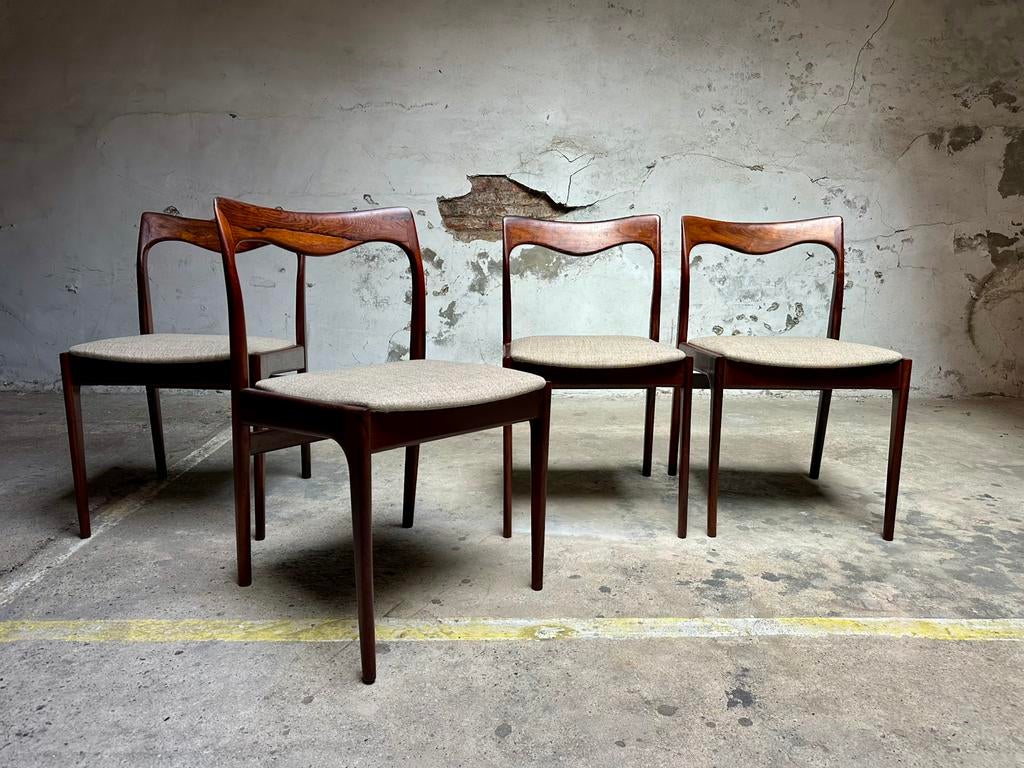 Palissander eetkamerstoelen van awa – jaren 60 – set van 4, Vintage, Comme neuf, Brun, Enlèvement