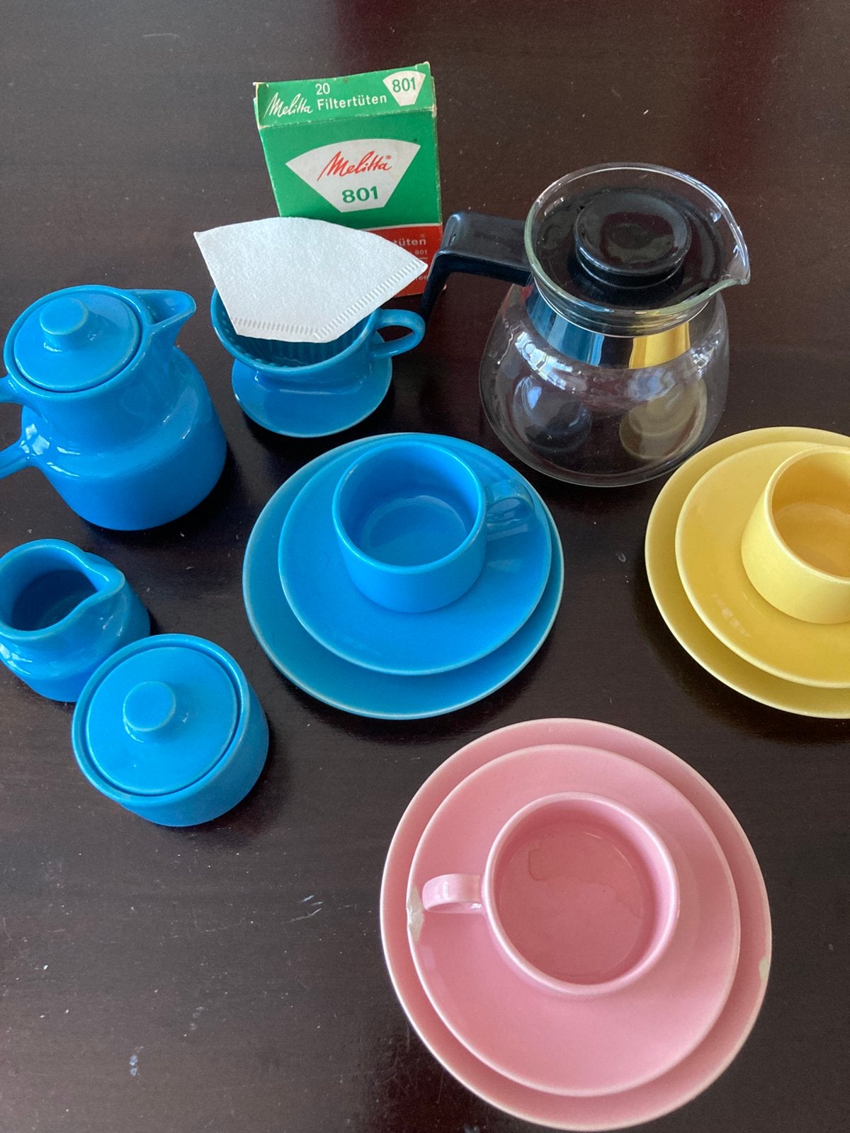Koffie en Theeservies , met originele melitta filters., Ophalen, Gebruikt
