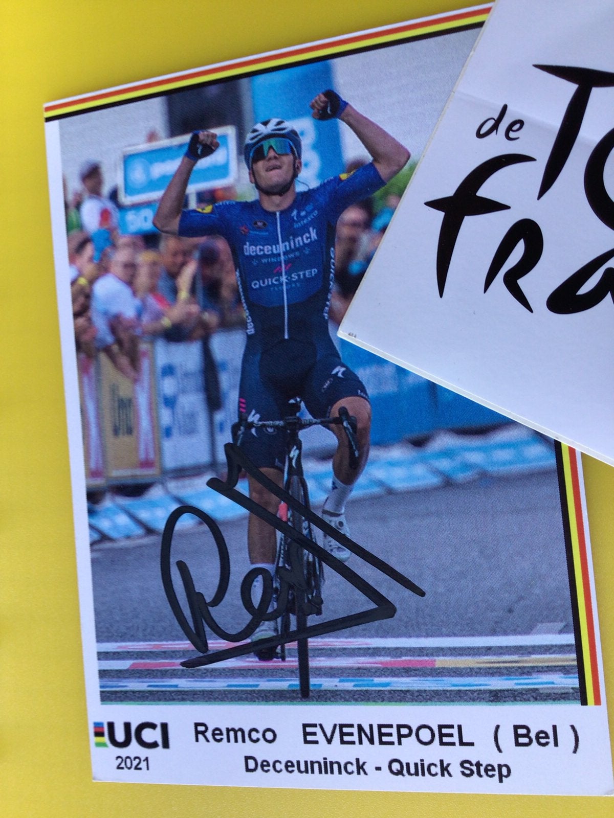 Wielerkaart 2021 team quick step remco evenepoel signe, Sport en Fitness, Wielrennen, Verzenden, Zo goed als nieuw
