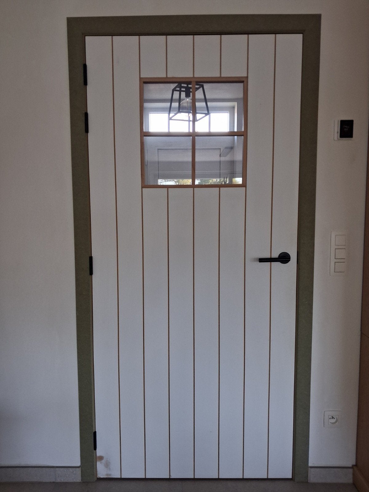 Maatwerk MDF binnendeur met glas + kader – 93  202 cm, Doe-het-zelf en Bouw, Ophalen, Glas, Binnendeur