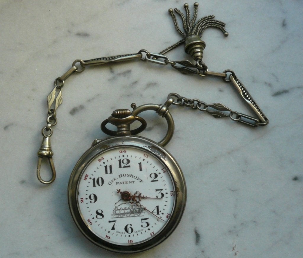 GRE Roskopf, "spoorweg" zakhorloge, Zakhorloge, Staal, 1900 tot 1930, Ophalen