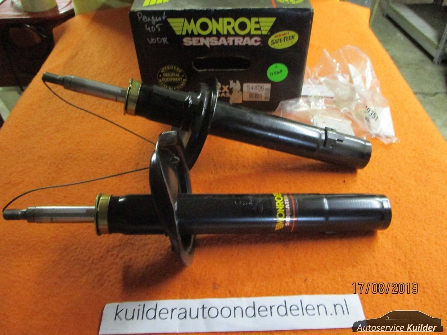 Set schokdempers voorzijde Peugeot 405 Monroe gasdruk  sensa, -, -, Nieuw, Ophalen of Verzenden