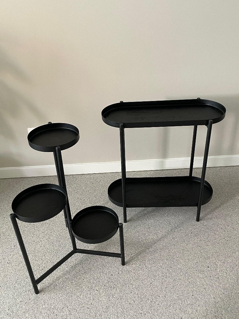Set van 2 IKEA OLIVBLAD plantenstandaards (zwart metaal), Ophalen, Zo goed als nieuw, 30 tot 60 cm, Metaal