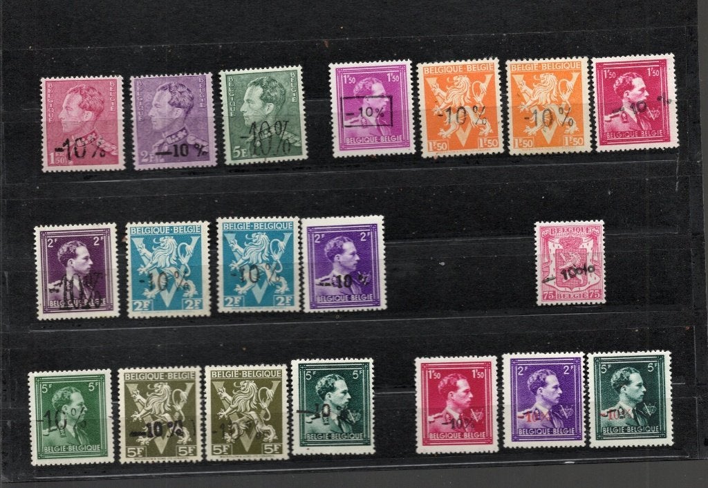 Série complète pour la Belgique -10 % MNHXX voir explication, Timbres & Monnaies, Envoi, Non oblitéré, Neuf