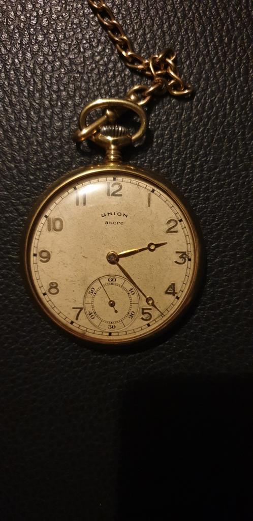 Montre à double poche Union Ancre Union soviétique avec chaî, Avec chaîne, Autres marques, 1930 à 1960, Enlèvement ou Envoi