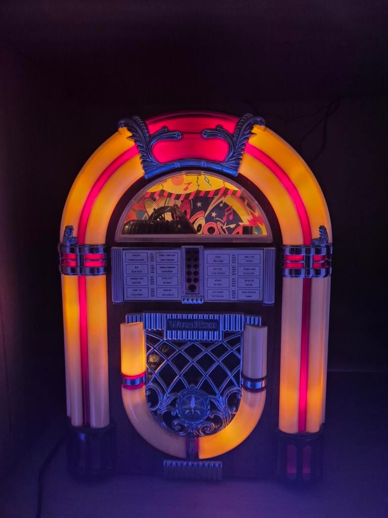 Retro jukebox radio met cassette – Wurlitzer stijl – werkend, Verzamelen, Ophalen of Verzenden, Zo goed als nieuw, Wurlitzer