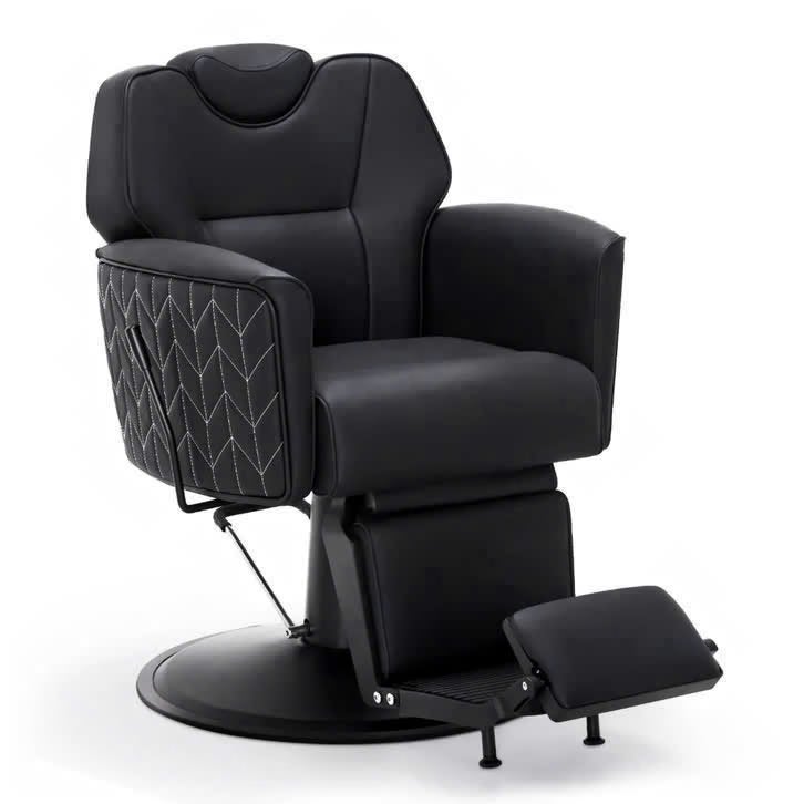 Kappersstoel Met Stiksel Luxe Professionele Salonstoel Zwart, Zwart, Overige materialen, Nieuw, Ophalen of Verzenden