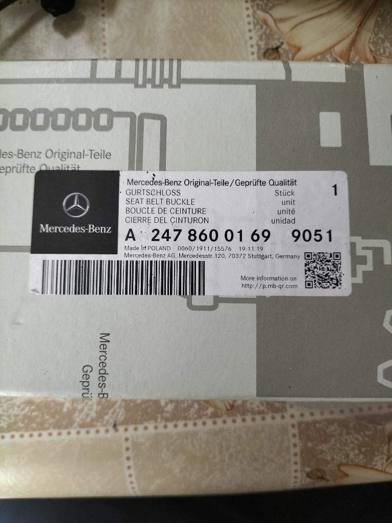 Seat Belt Buckle, Ophalen, Nieuw, Mercedes-Benz