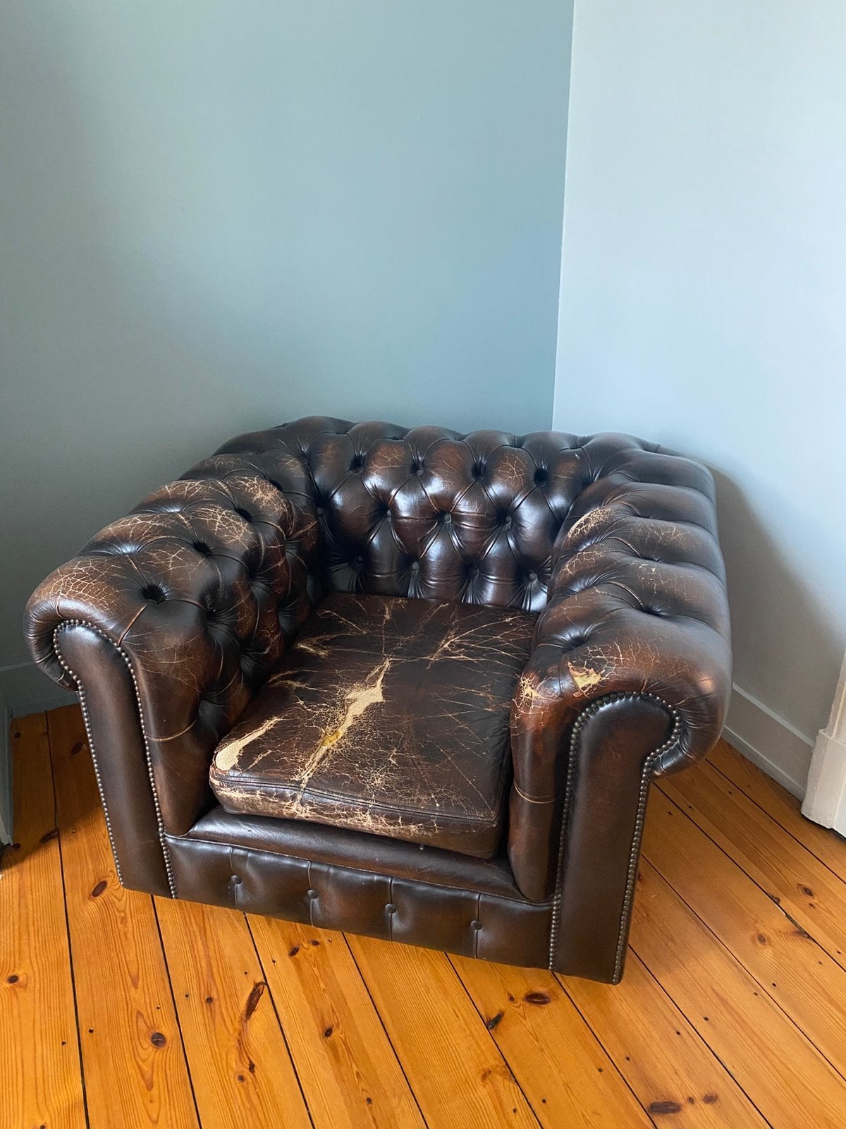Chesterfield vintage - siège chesterfield, 75 à 100 cm, Moins de 150 cm, Une personne, Enlèvement