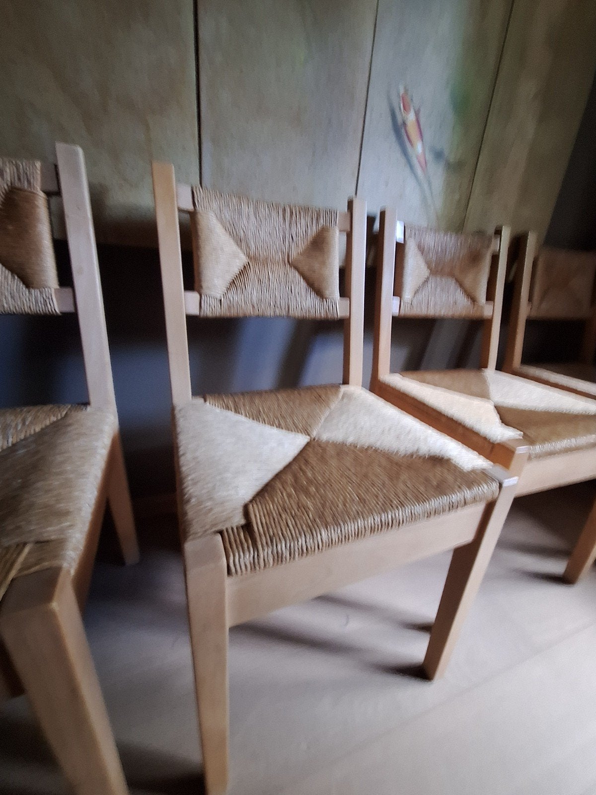 4 vintage stoelen met rieten zitting, Ophalen of Verzenden, Hout