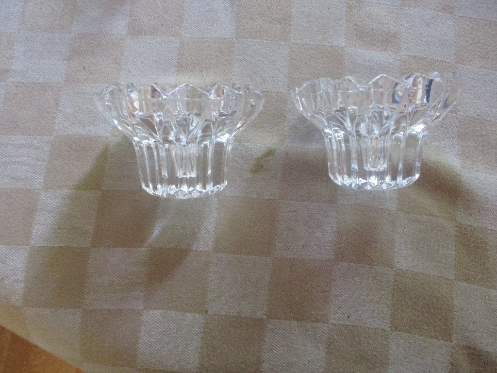 2 kaarsenhouders van kristal puntgaaf fraai, Antiek en Kunst, Antiek | Glaswerk en Kristal, Ophalen of Verzenden