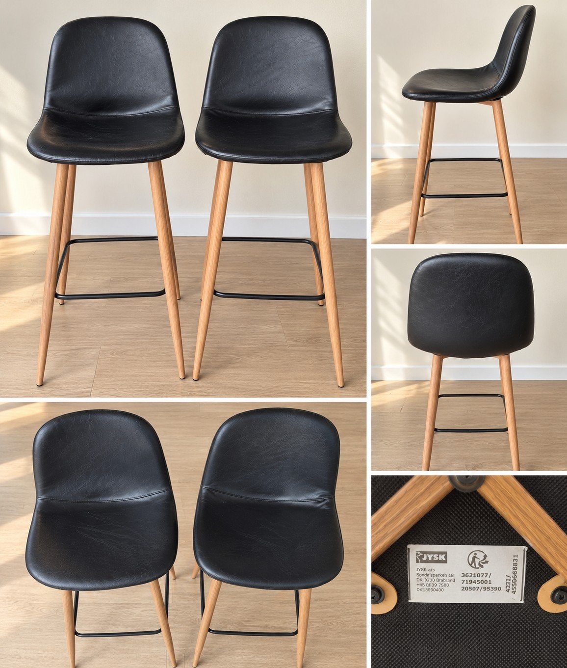Ensemble de 2 tabourets de bar noirs — JYSK, Maison & Meubles, 2 tabourets, Enlèvement