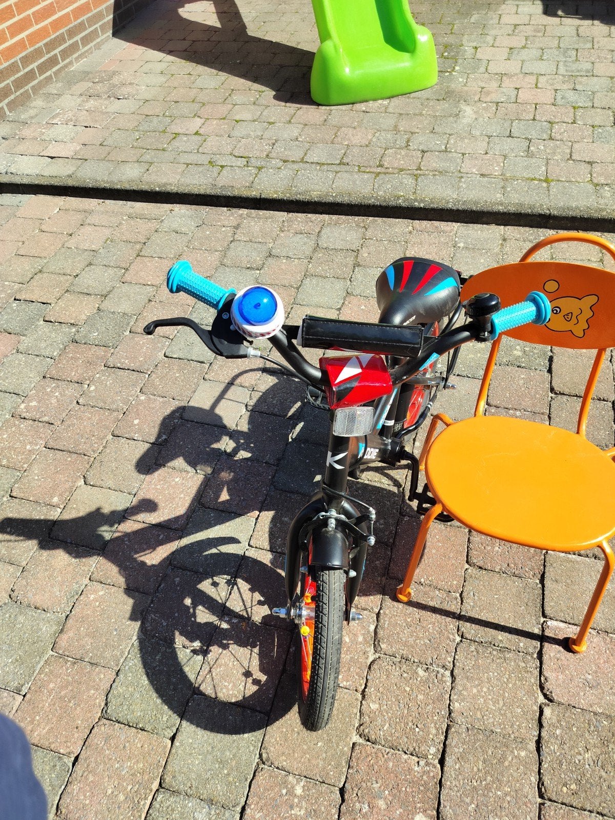 Kinderfiets Kiddie Racer 14", Ophalen, Terugtraprem, Zijwieltjes, Gebruikt