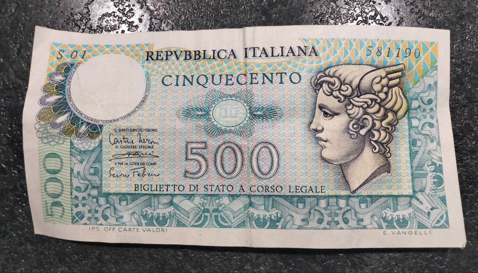 Billet 500 Lire Italie 1974 "Mercure" - TBE / Comme neuf, Enlèvement ou Envoi, Italie