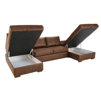 6 maanden oud - cognac suede zetel met slaapbed, Huis en Inrichting, Ophalen, Zo goed als nieuw
