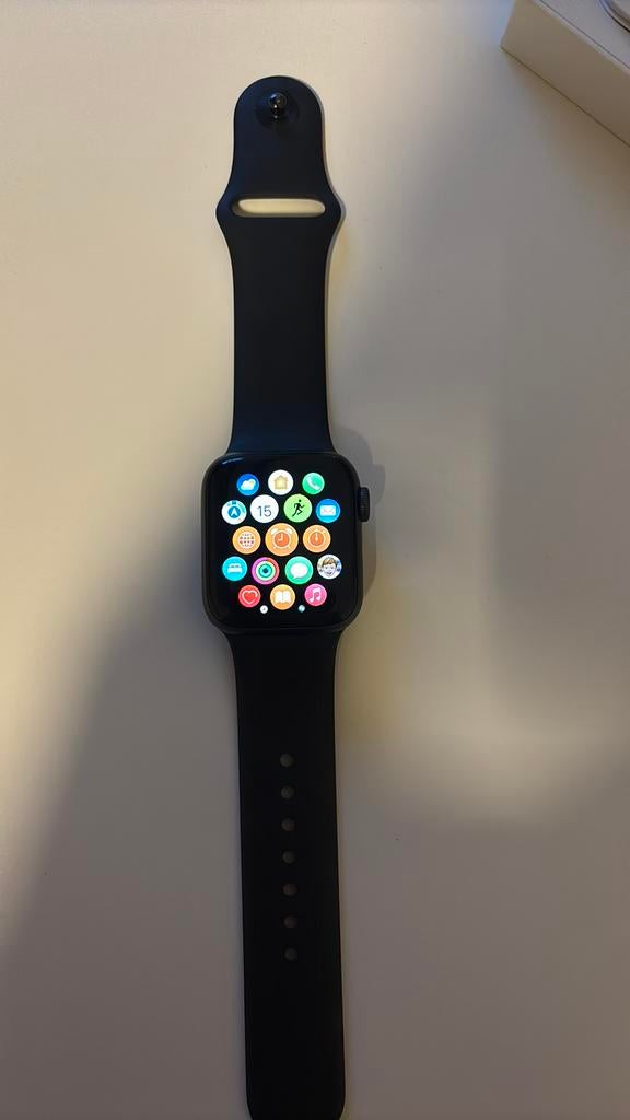 Applewatch SE 40 mm +oplader, extra bandje, doos, Ophalen, Zwart, IOS, Zo goed als nieuw