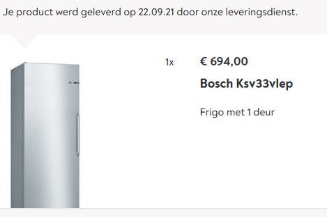 Koelkast Bosch Ksv33vlep, Elektronische apparatuur, Koelkasten en IJskasten, 200 liter of meer, Ophalen, Gebruikt, Zonder vriesvak