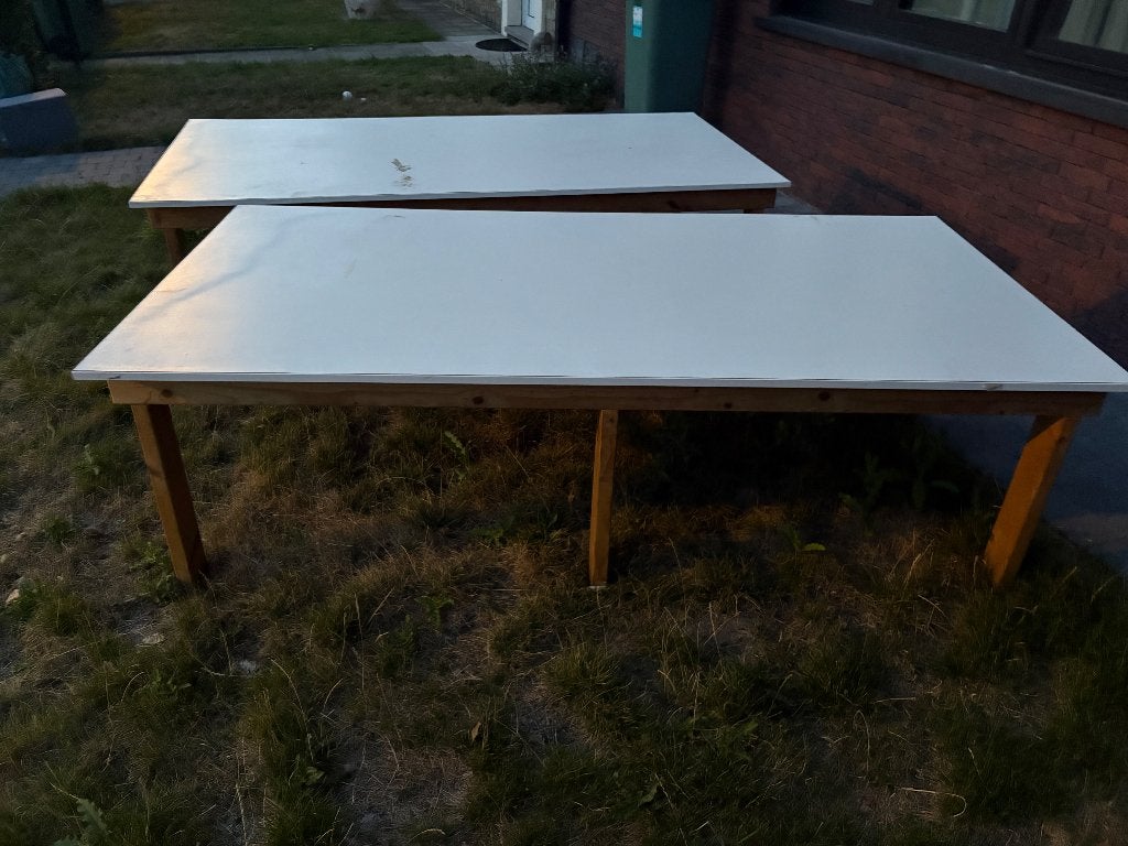 Houten tafels, Huis en Inrichting, Ophalen, Gebruikt, 100 tot 150 cm, 200 cm of meer