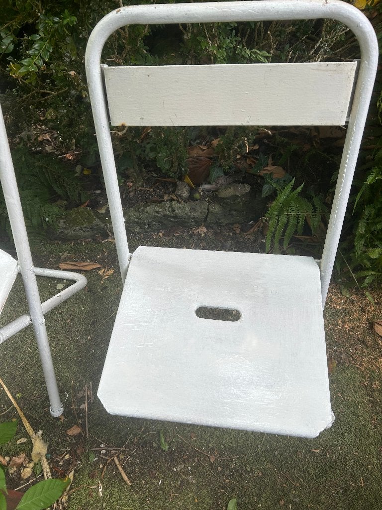 Antieke opvouwbare metalen tuinstoelen jaren '30, Tuin en Terras, Ophalen