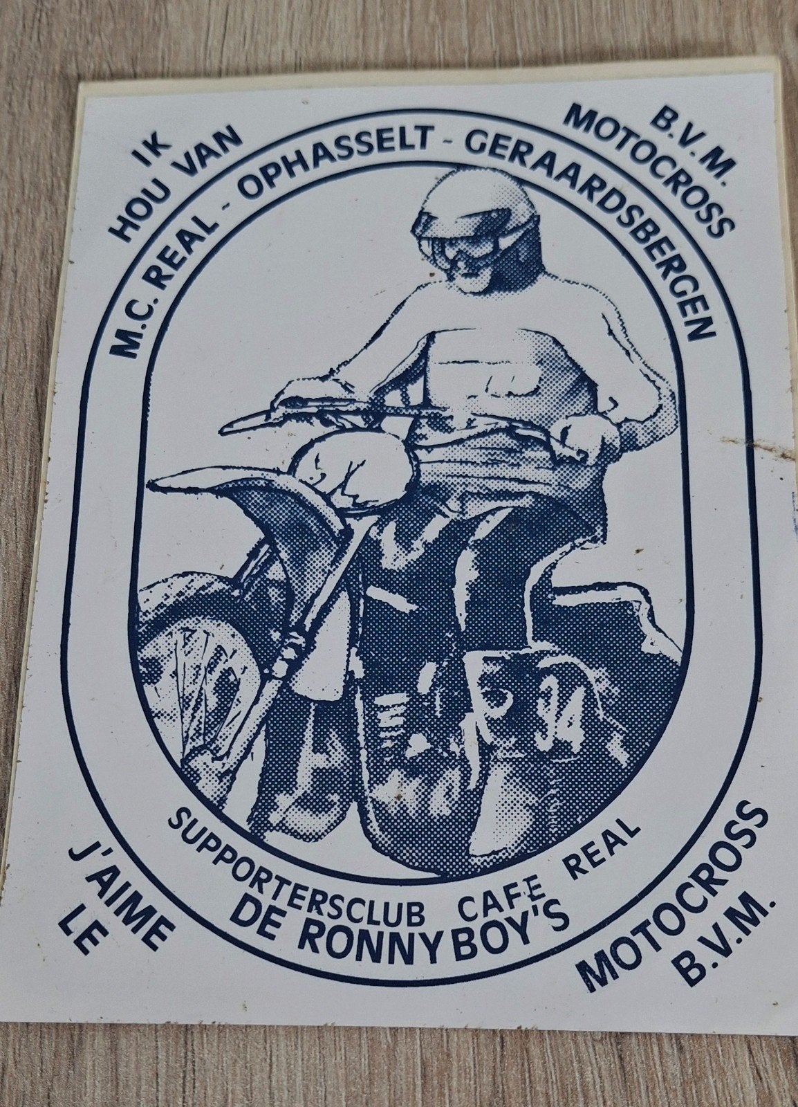 Vintage sticker motocross Geraardsbergen De Ronny Boys moto, Ophalen of Verzenden, Zo goed als nieuw, Auto of Motor