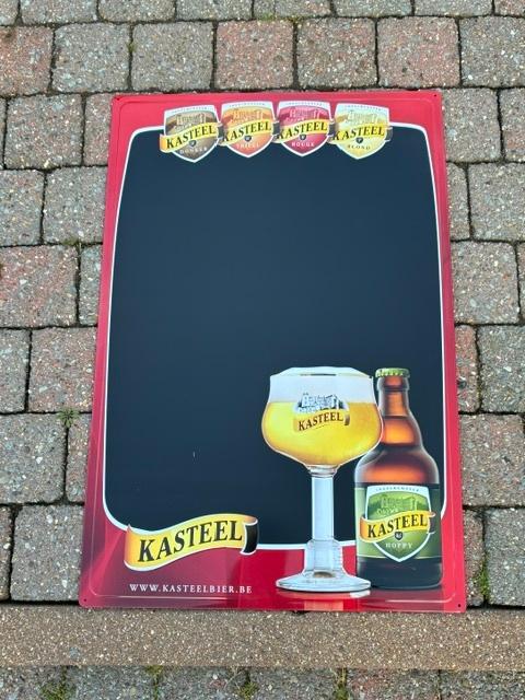 Kasteelbier licht metalen plakkaat, donker, triple,..., Verzamelen, Merken en Reclamevoorwerpen, Ophalen, Gebruikt, Reclamebord
