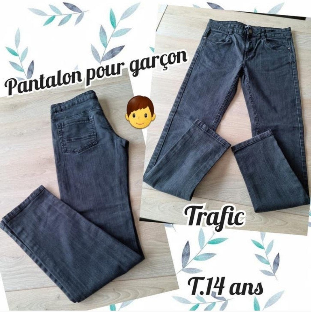 Pantalon pour garçon -Gris-Trafic-T.14 ans, Pantalon, Garçon, Enlèvement ou Envoi, Utilisé