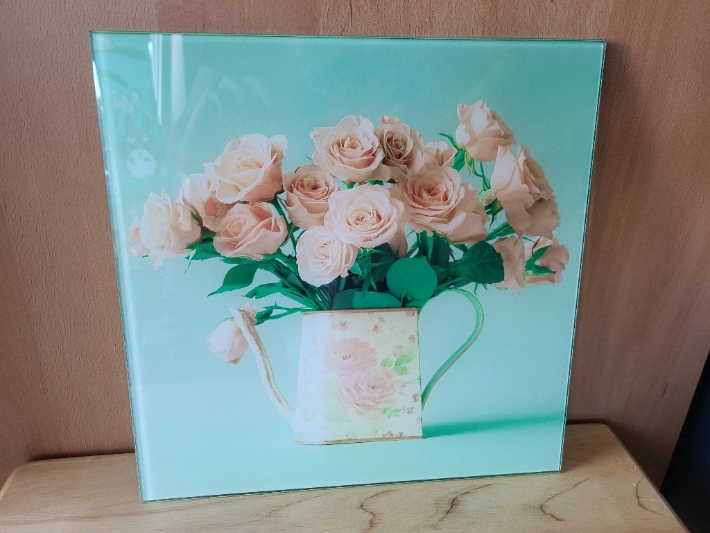 Tableau en verre – roses (30x30 cm), Ophalen, 30 cm, Overige typen, 30 cm