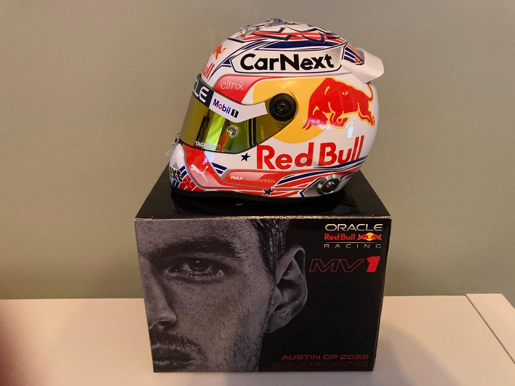 Max Verstappen 1:2 helm United States GP 2022 RB18 F1, Verzamelen, Ophalen of Verzenden, Nieuw, Formule 1