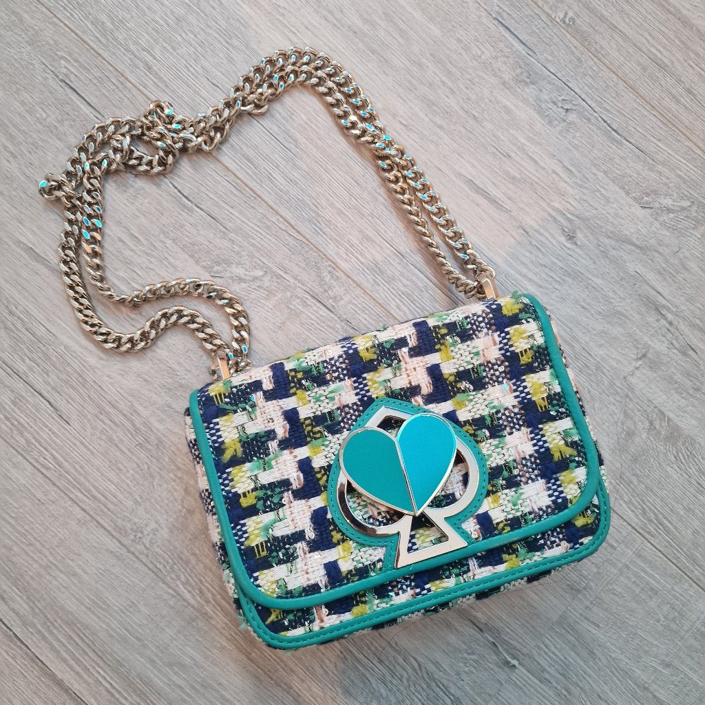 Groenblauwe tweed schoudertas Kate Spade, Enlèvement ou Envoi, Comme neuf