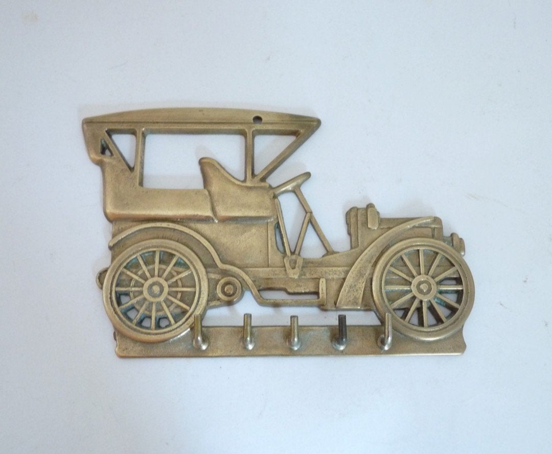 Porte-clés de voiture classique en laiton vintage élégant, Antiquités & Art, Enlèvement ou Envoi