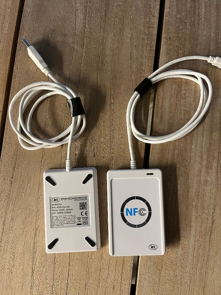 2x ACS ACR122U-A9 USB NFC RFID Reader Writer, Computers en Software, USB Sticks, Ophalen of Verzenden, Zo goed als nieuw
